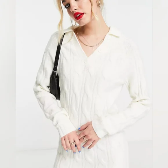 ASOS | Dresses | Asos Design Dress Mini Cable Knit Sweater Womens Sz Us 4  Nwot | Poshmark